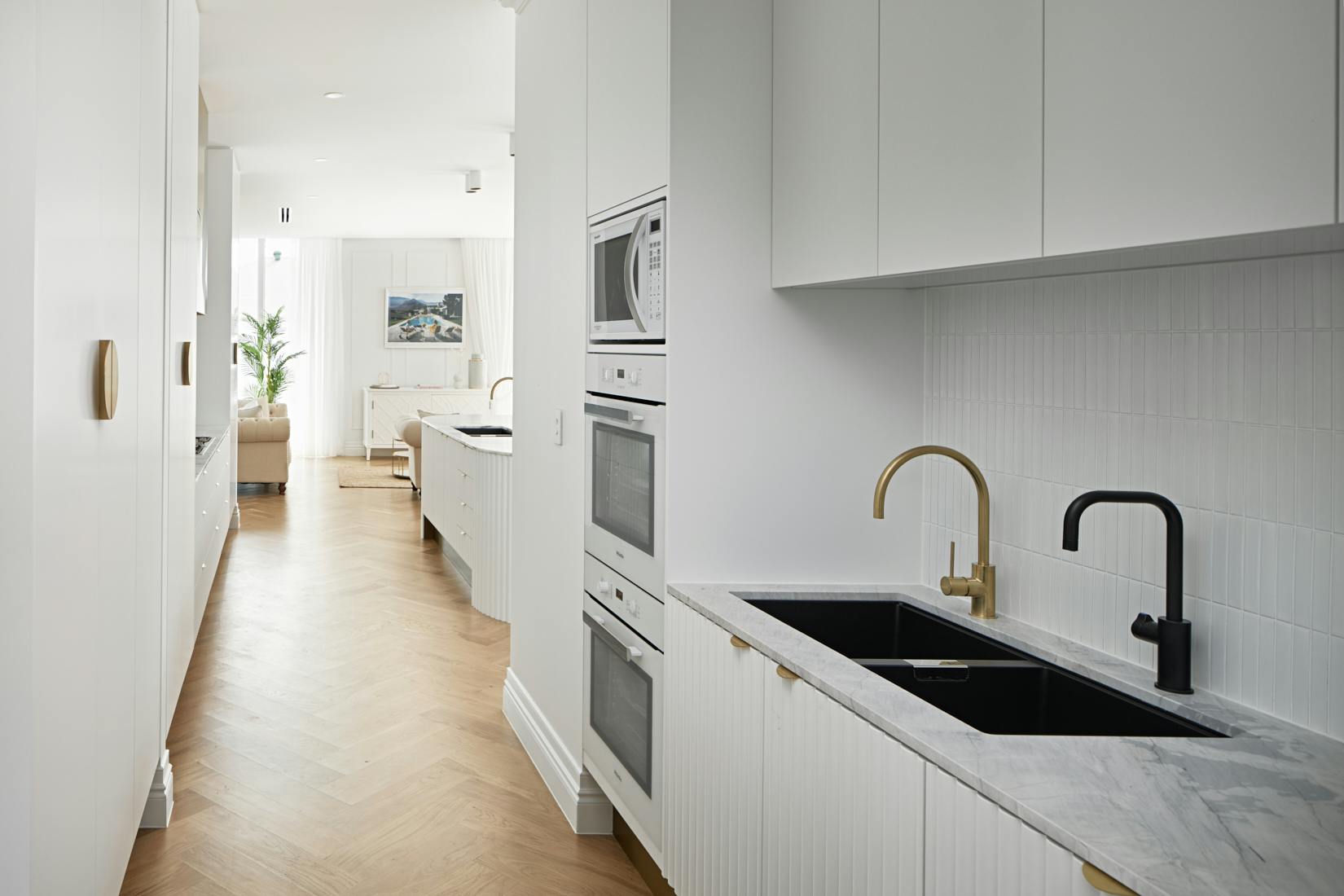 Lo and Co Lip Pull handles in a kitchen