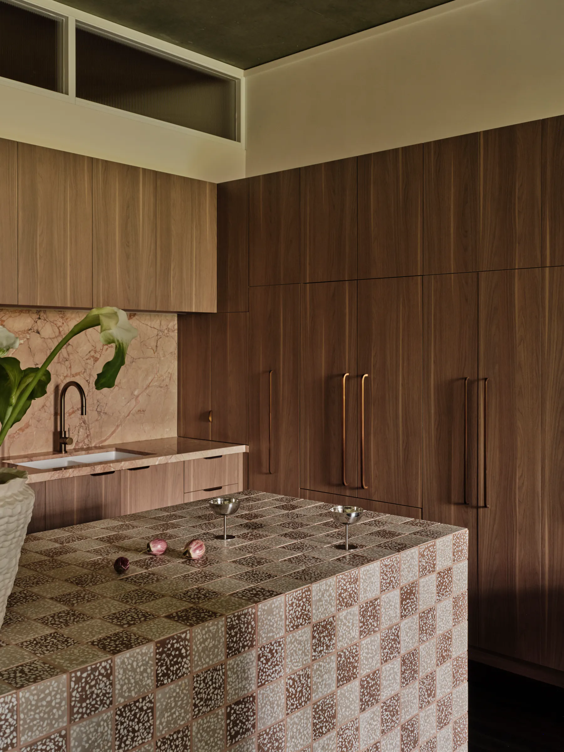 lo and co interiors curve pull curve appliance pull bronze integrated fridge folk studio project