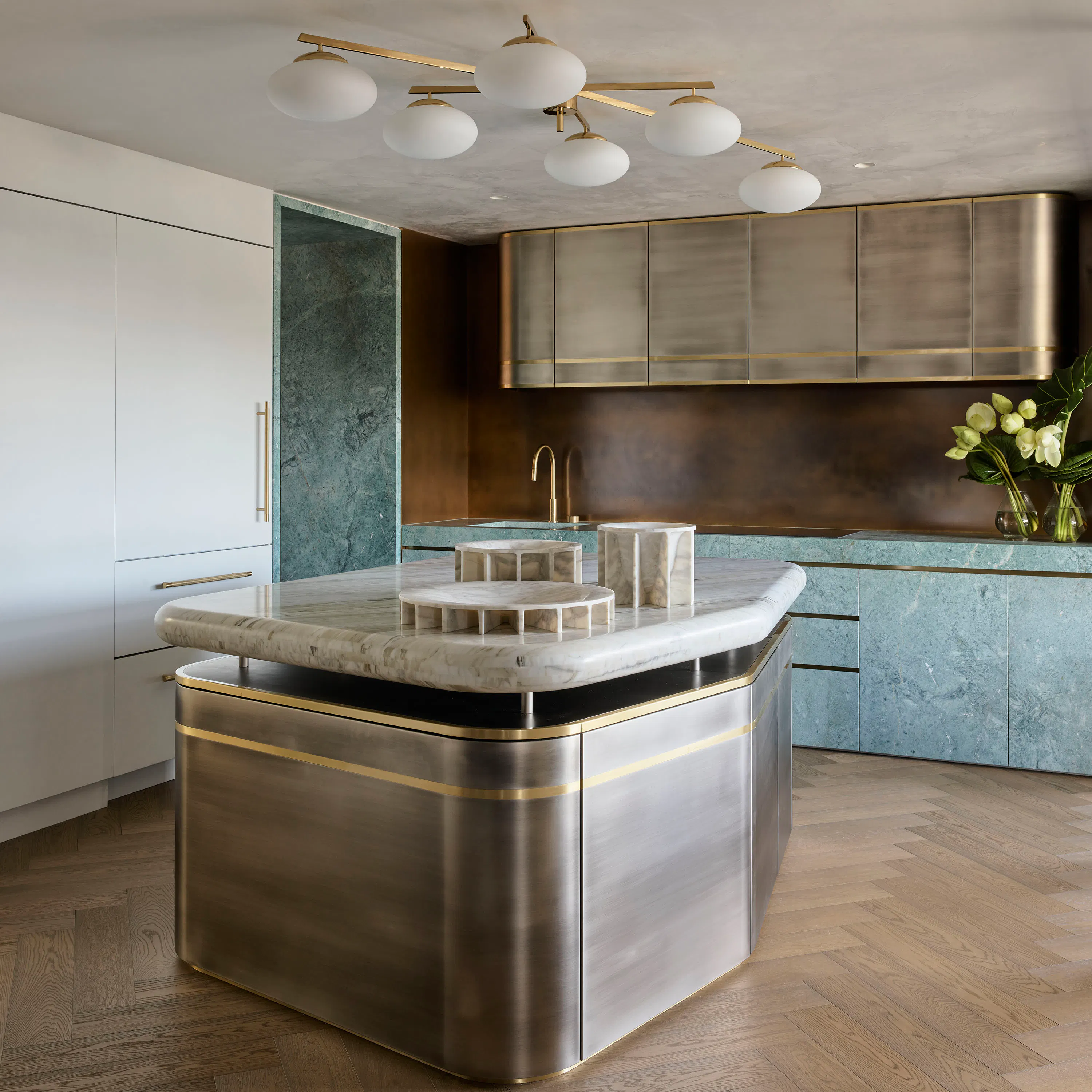 lo and co interiors kintore appliance pull brass integrated fridge poco designs kitchen project