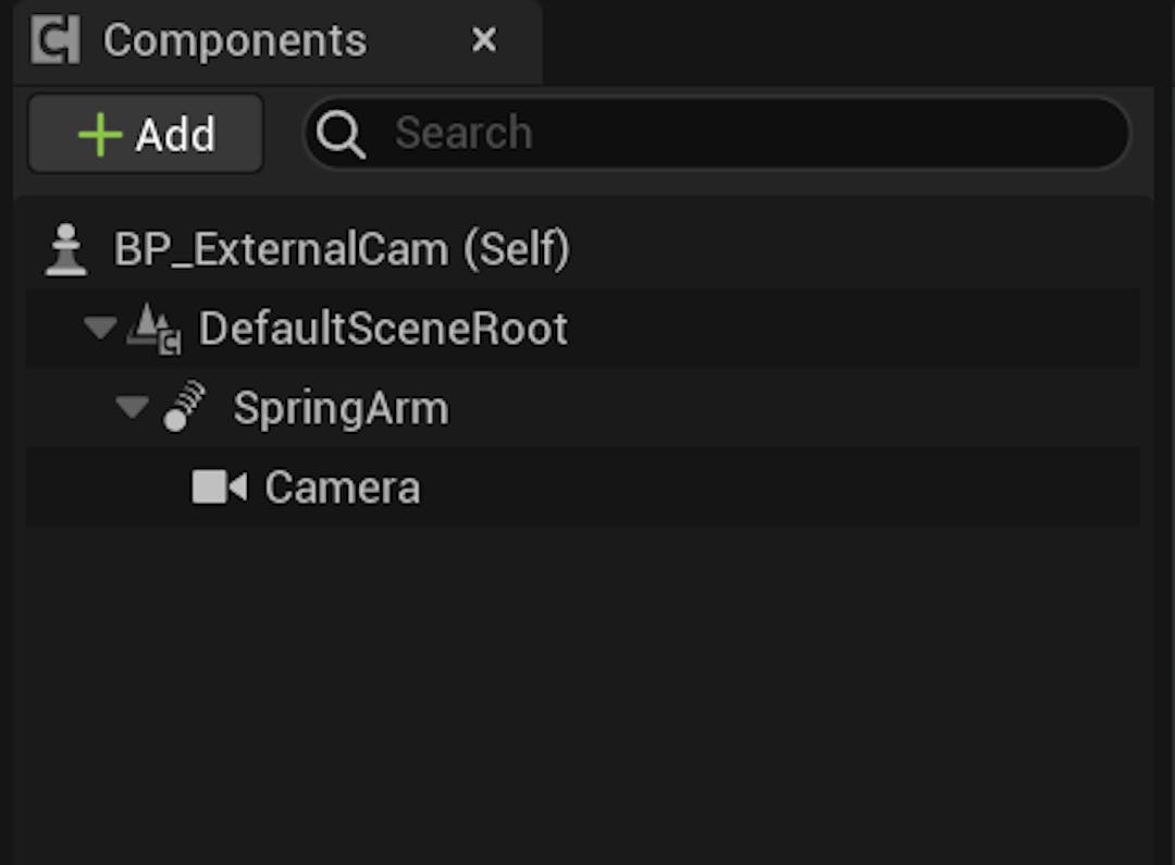 Components section on BP_ExternalCam