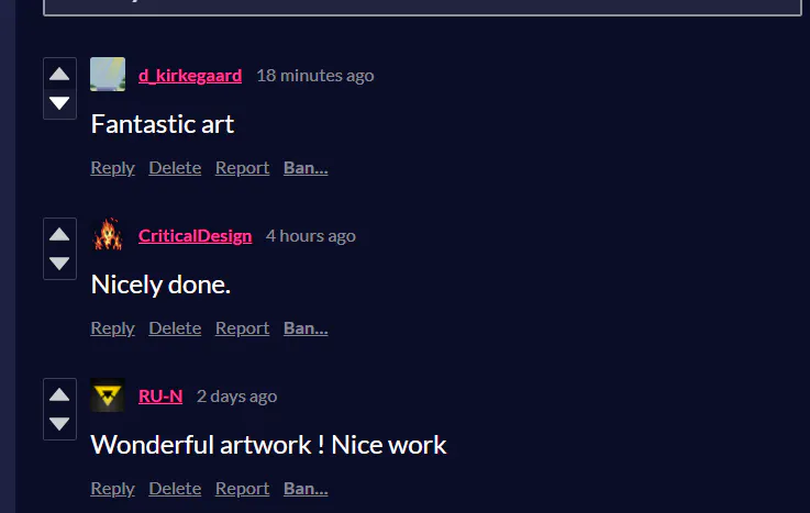 Comments on the game page