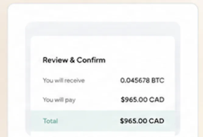 Review and confirm the amount