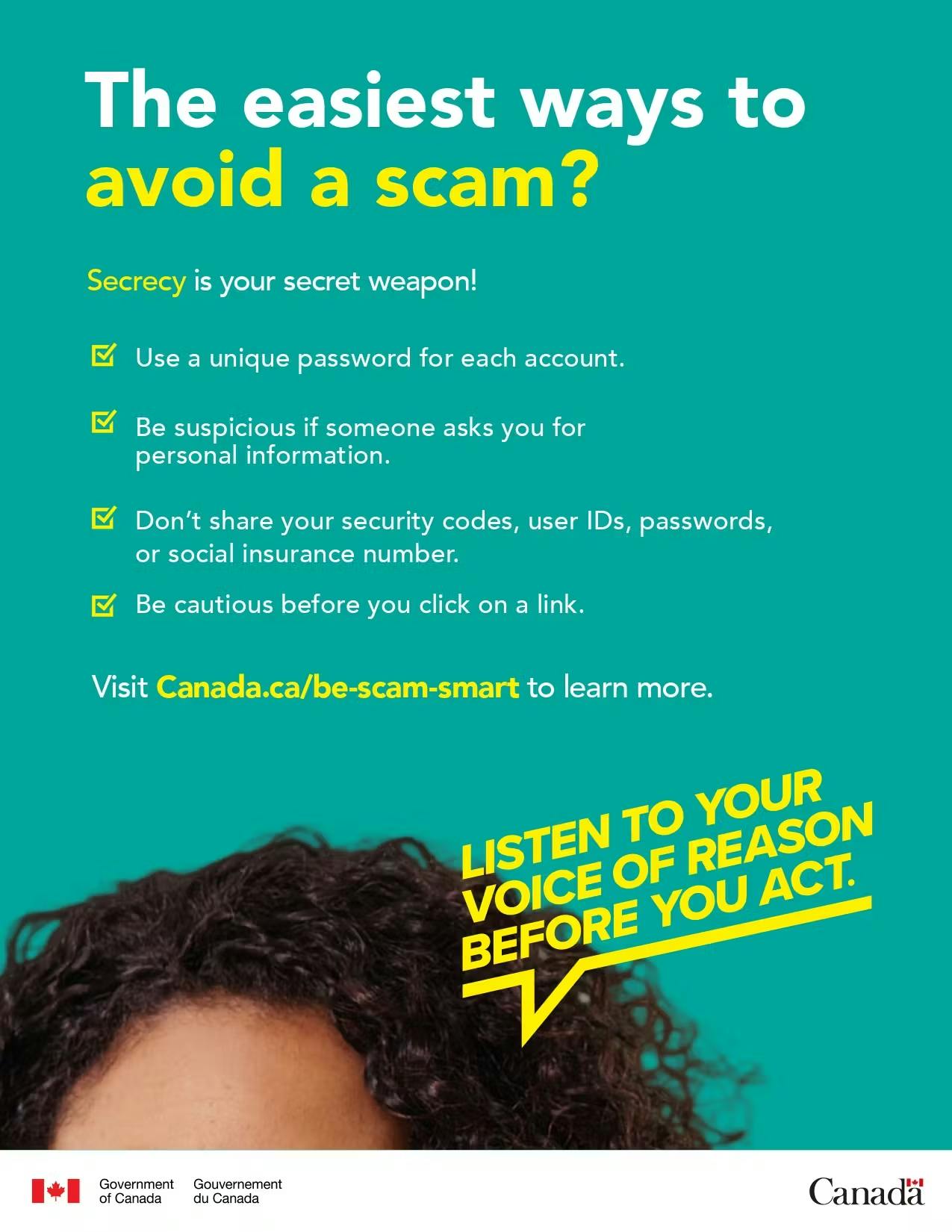 Scanned page of Government of Canada Scam prevention notice