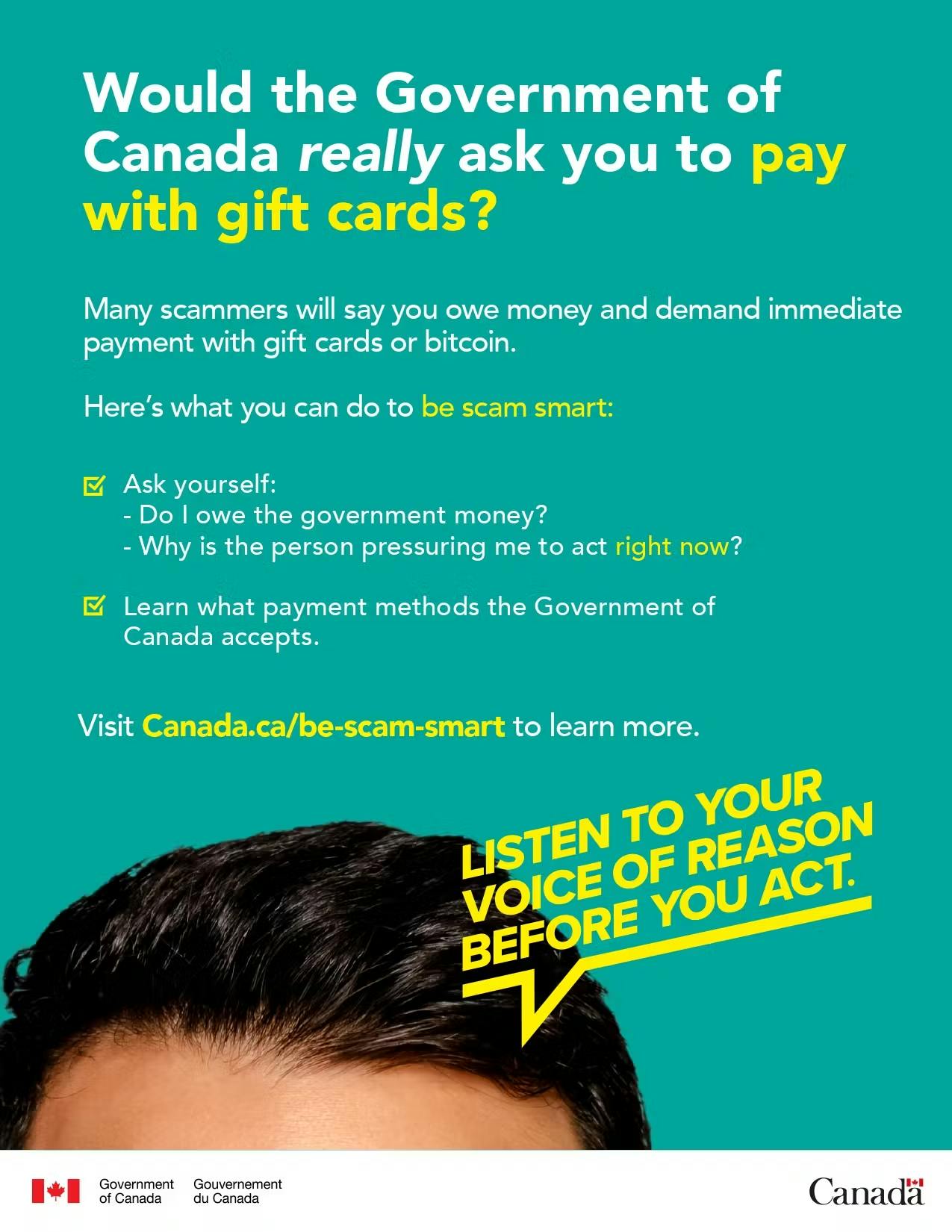 Scanned page of Government of Canada Scam prevention notice