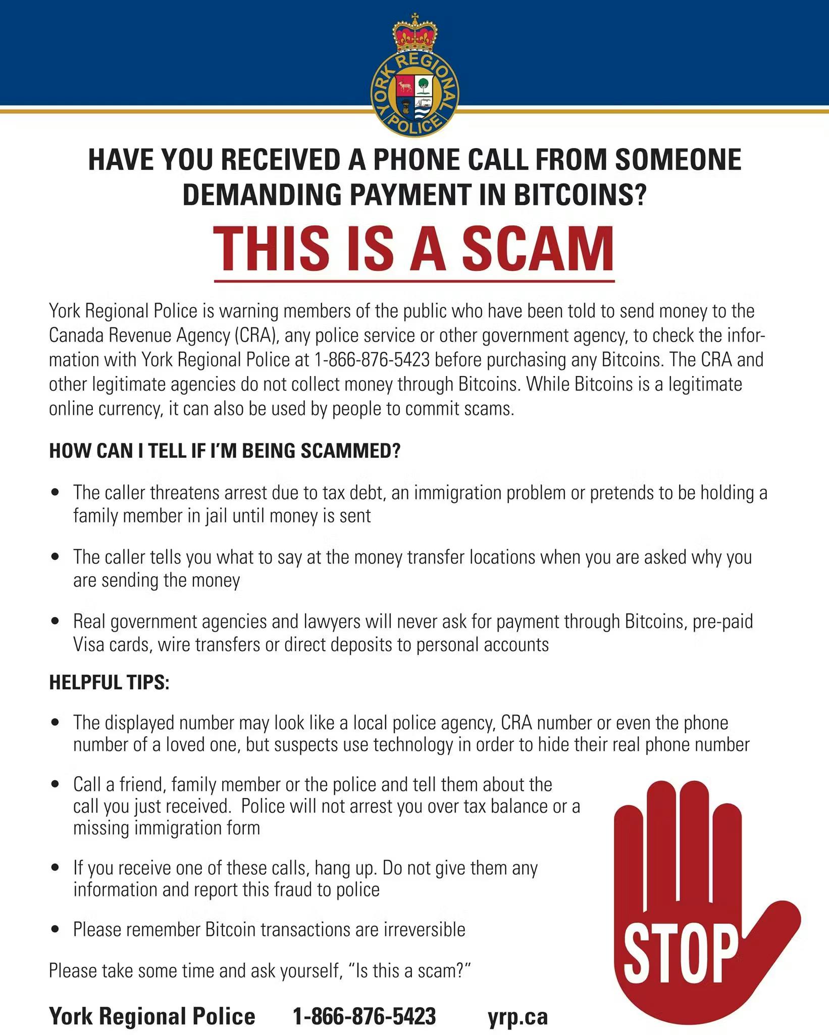 Scanned page of YRP Scam prevention notice