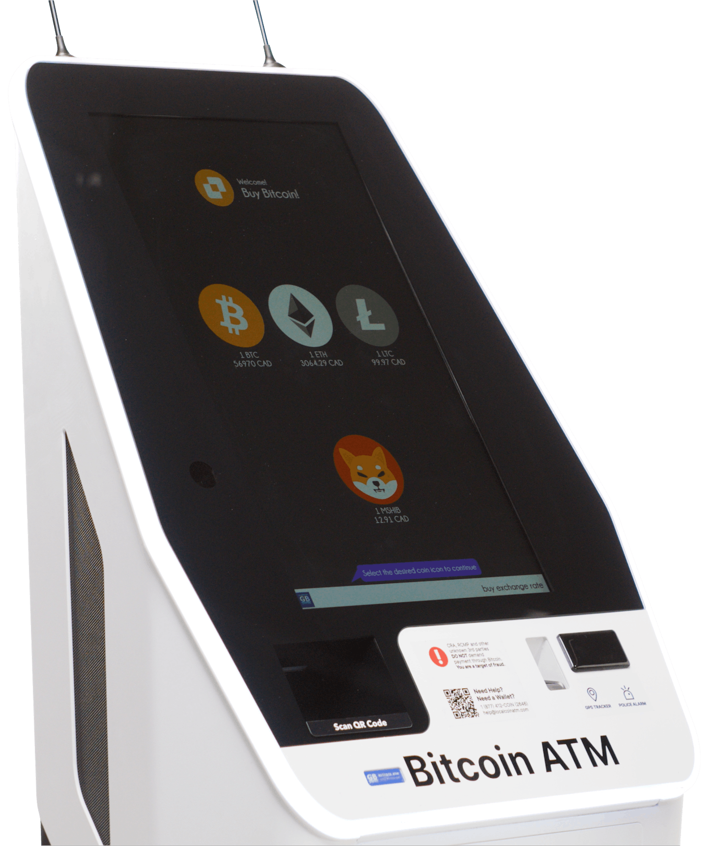 Closeup of 2-way Bitcoin ATM