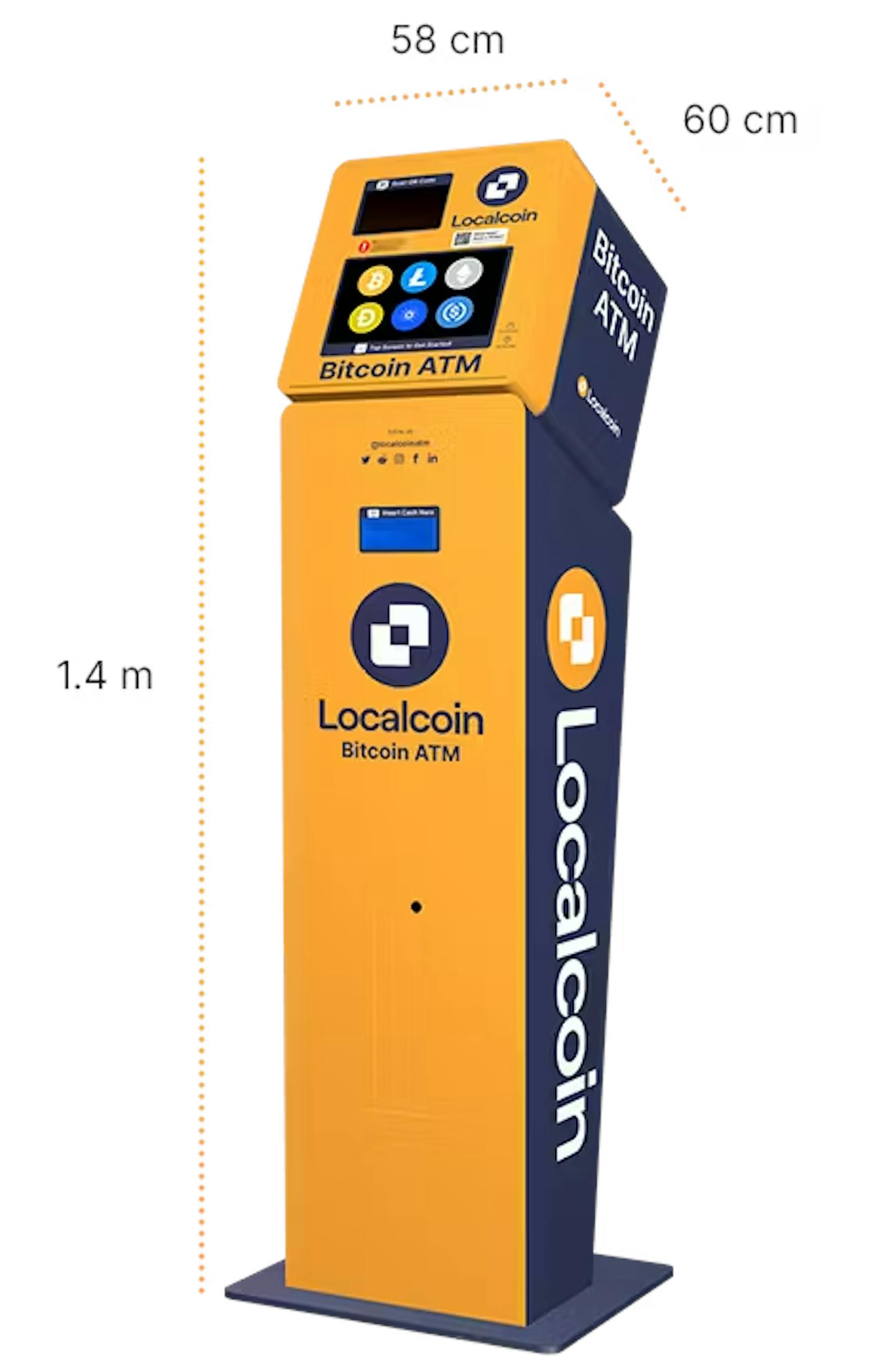 Bitcoin ATM with its dimensions