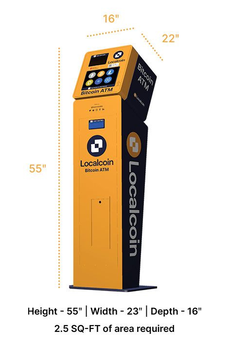 Bitcoin ATM with its dimensions