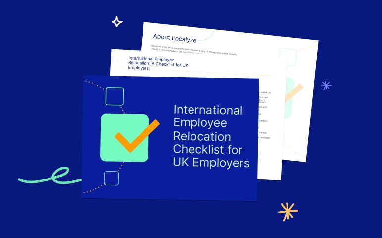 International Employee Relocation Checklist for UK Employers cover with decorative elements