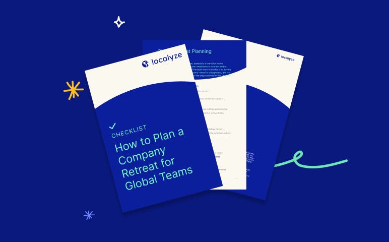 HR Checklist: How to Plan a Company Retreat for Global Teams cover with decorations