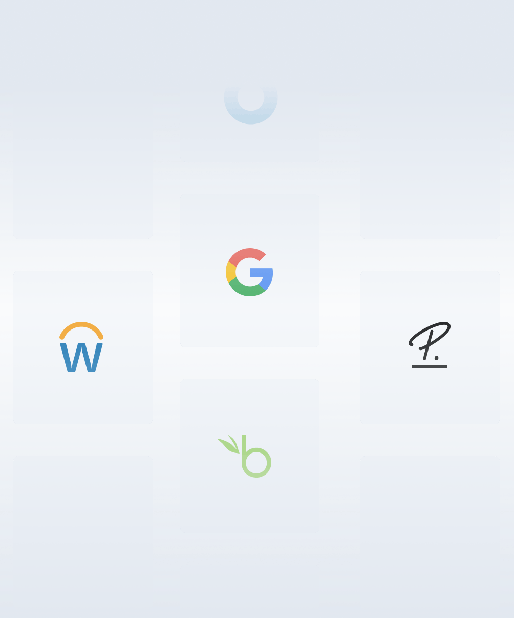 square tiles containing company logos that integrate with Localyze