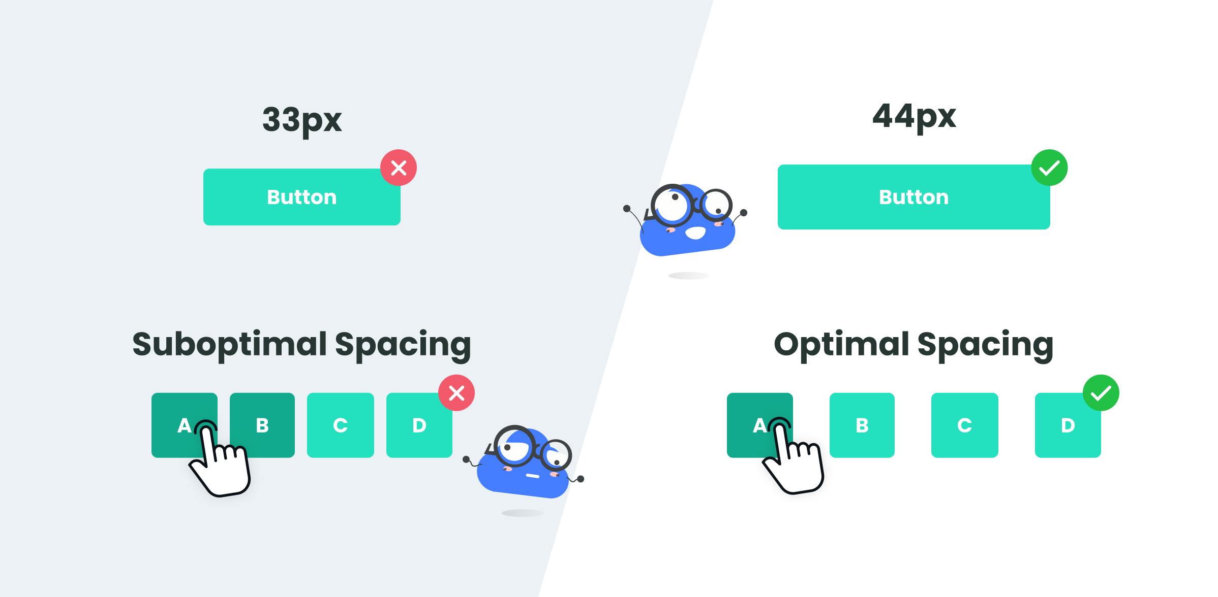 Bad vs good UI comparison image