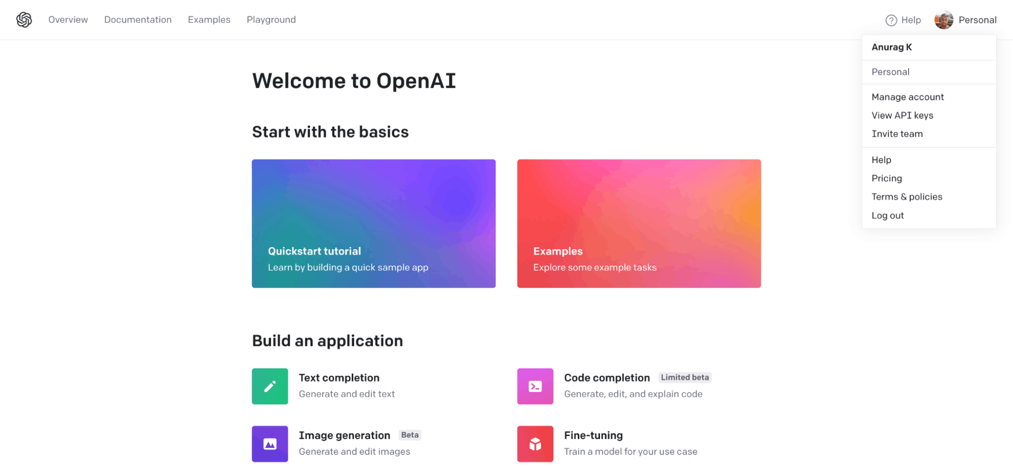 Image of the OpenAI page.
