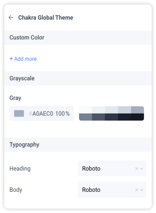 Image of the custom theme settings inside the Locofy plugin