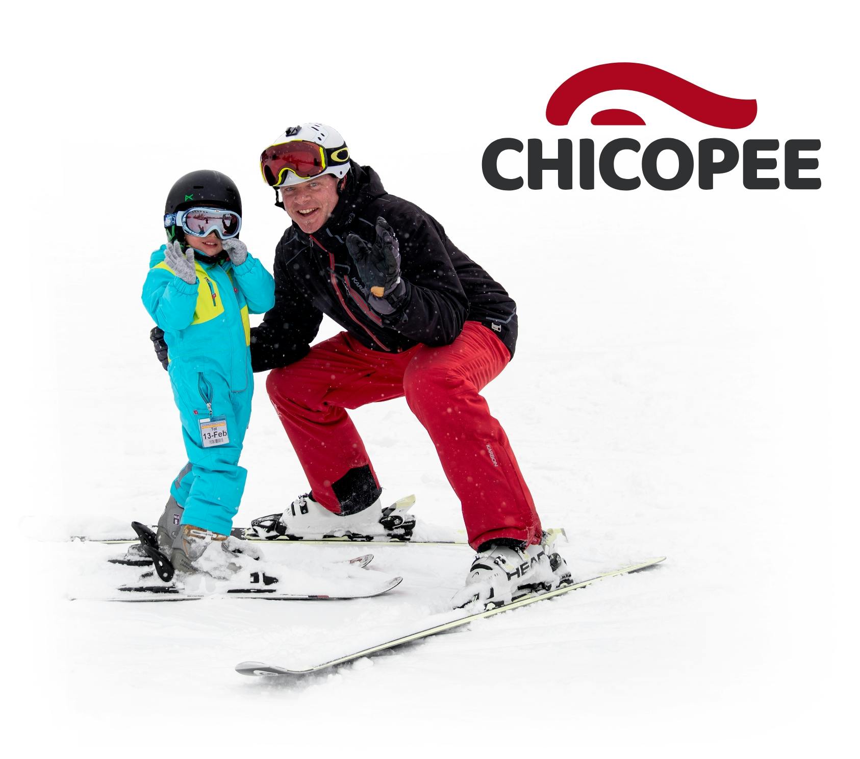 Chicopee project image showing the new logo and an image of an instructor posing with a student