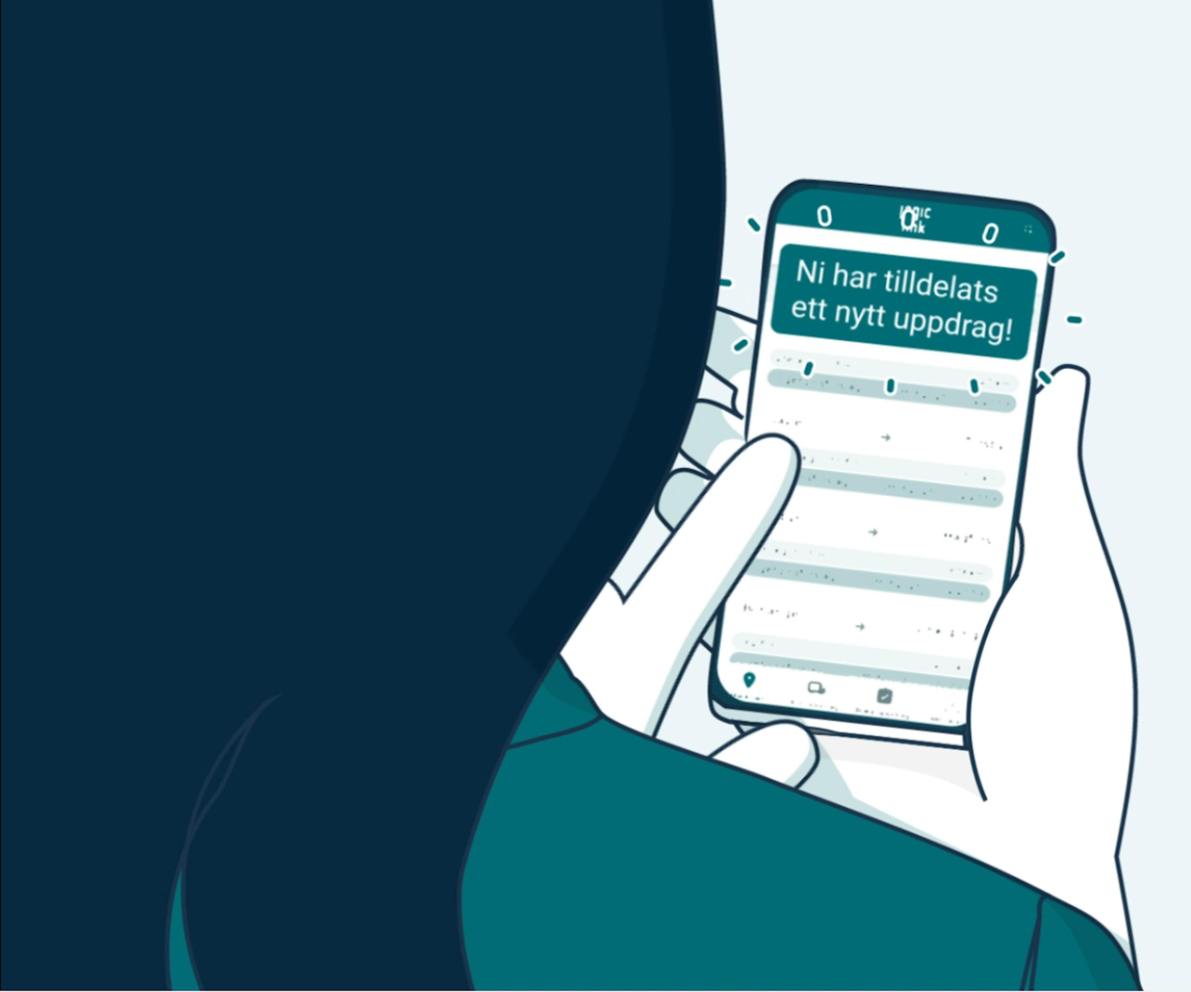 Transportledare får notis om tilldelat uppdrag