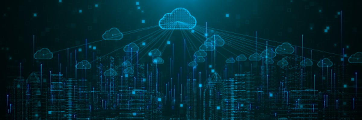 Digital cloud powering a city