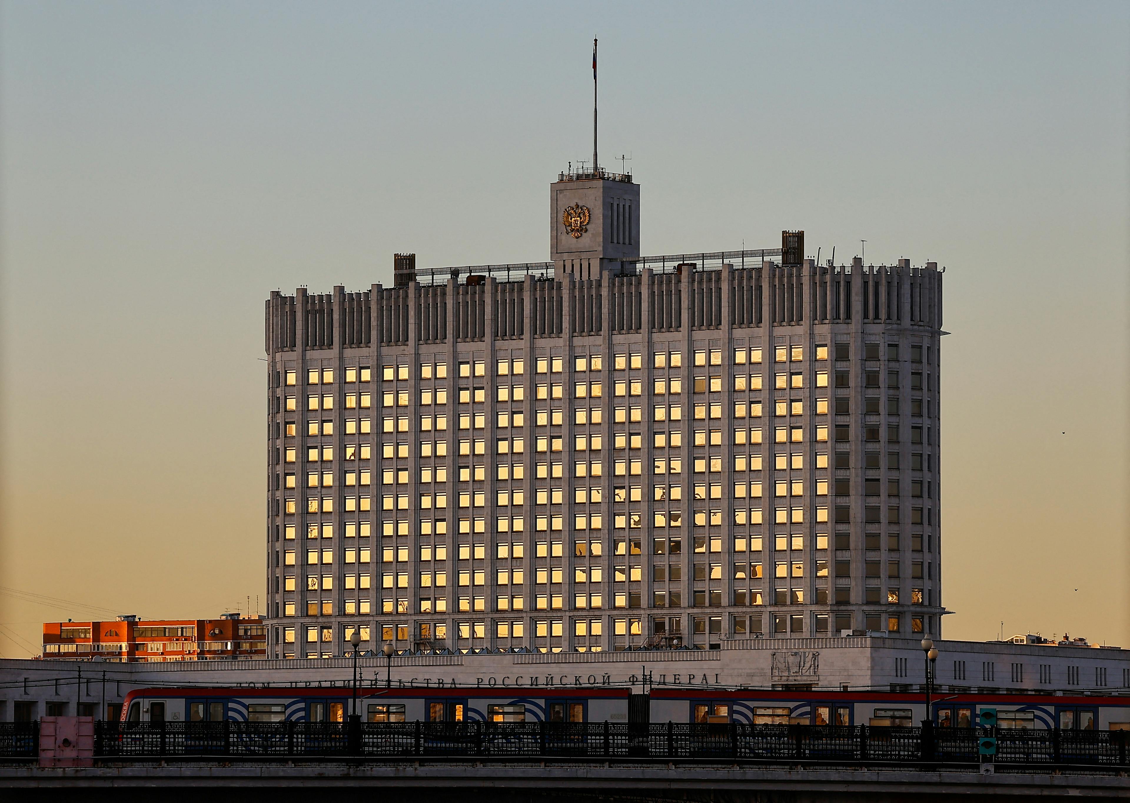 A general view of Russian White House, the headquarters of the federal government, in Moscow