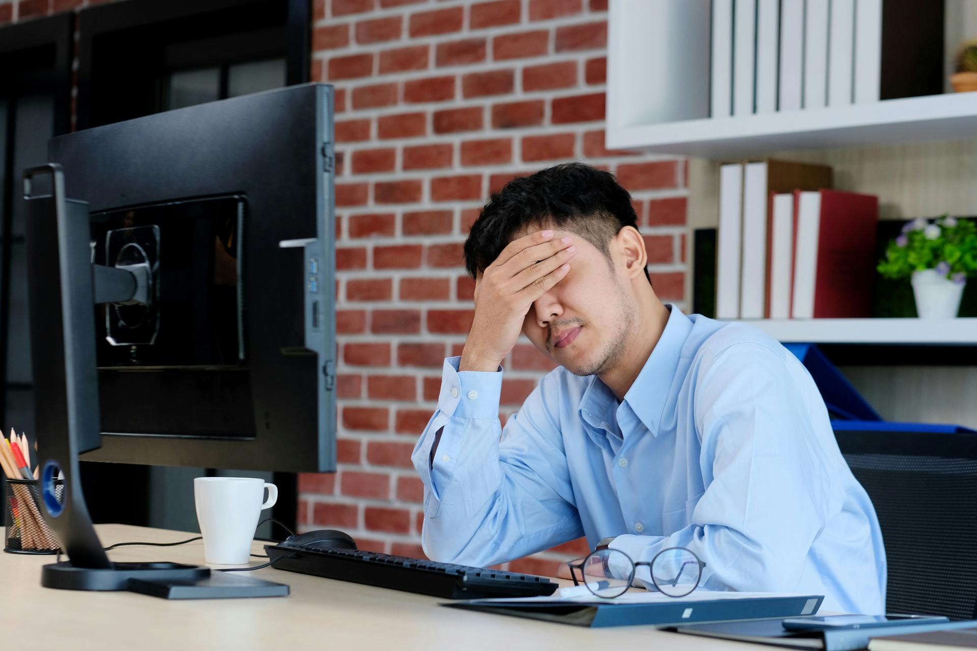 corporate worker struggling