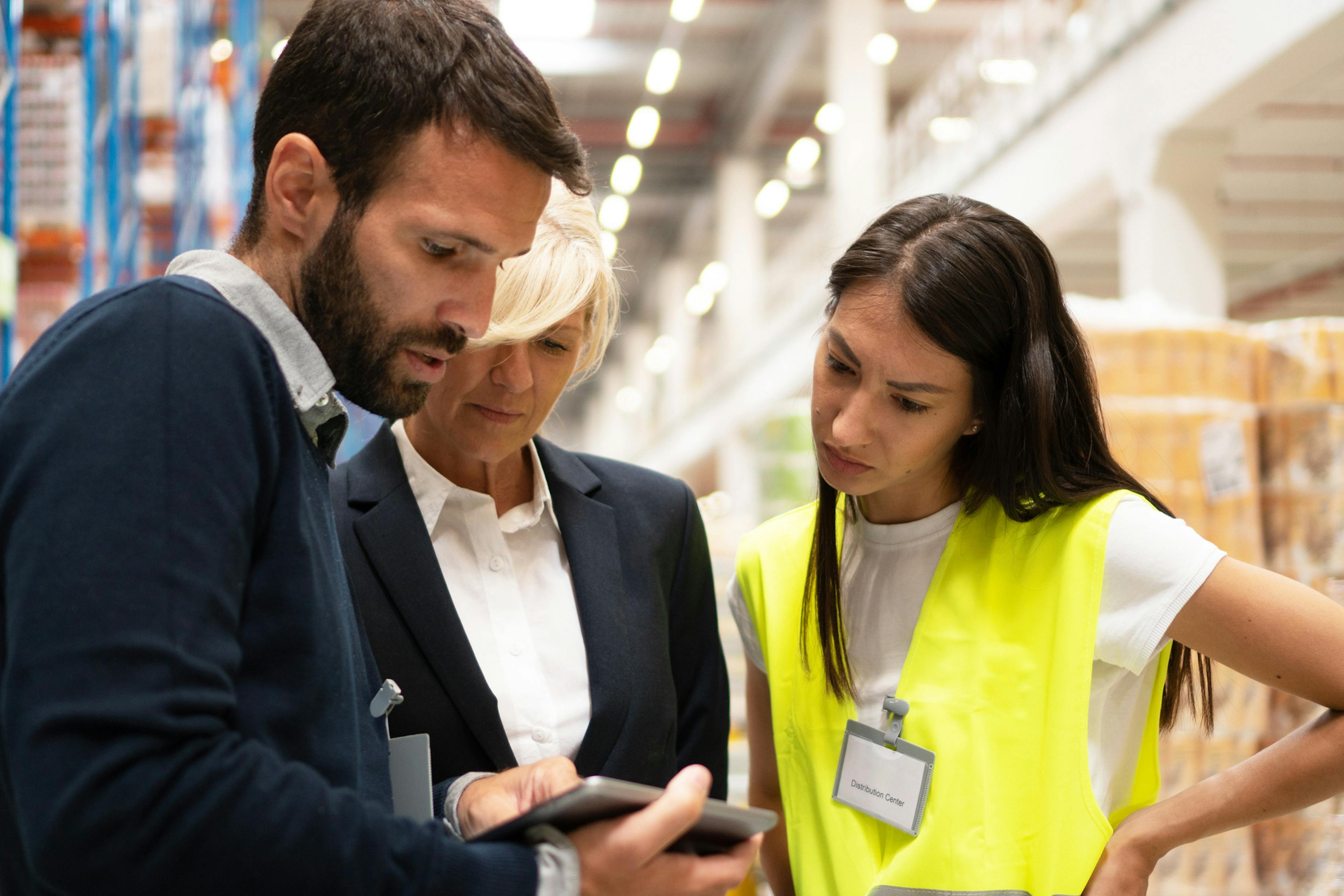 concerned field leaders in warehouse