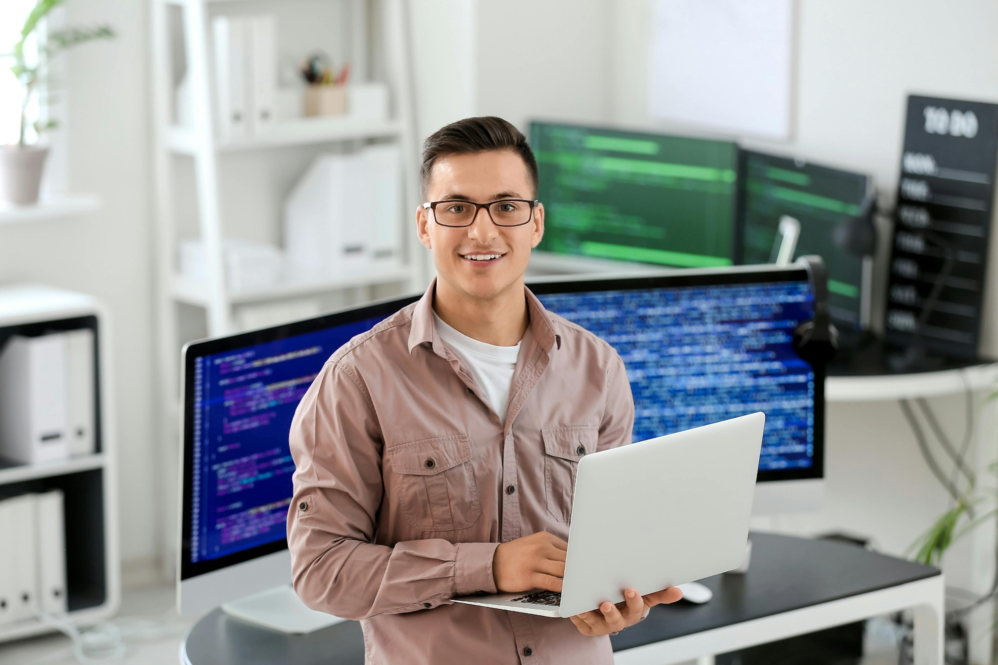 IT worker on his computer