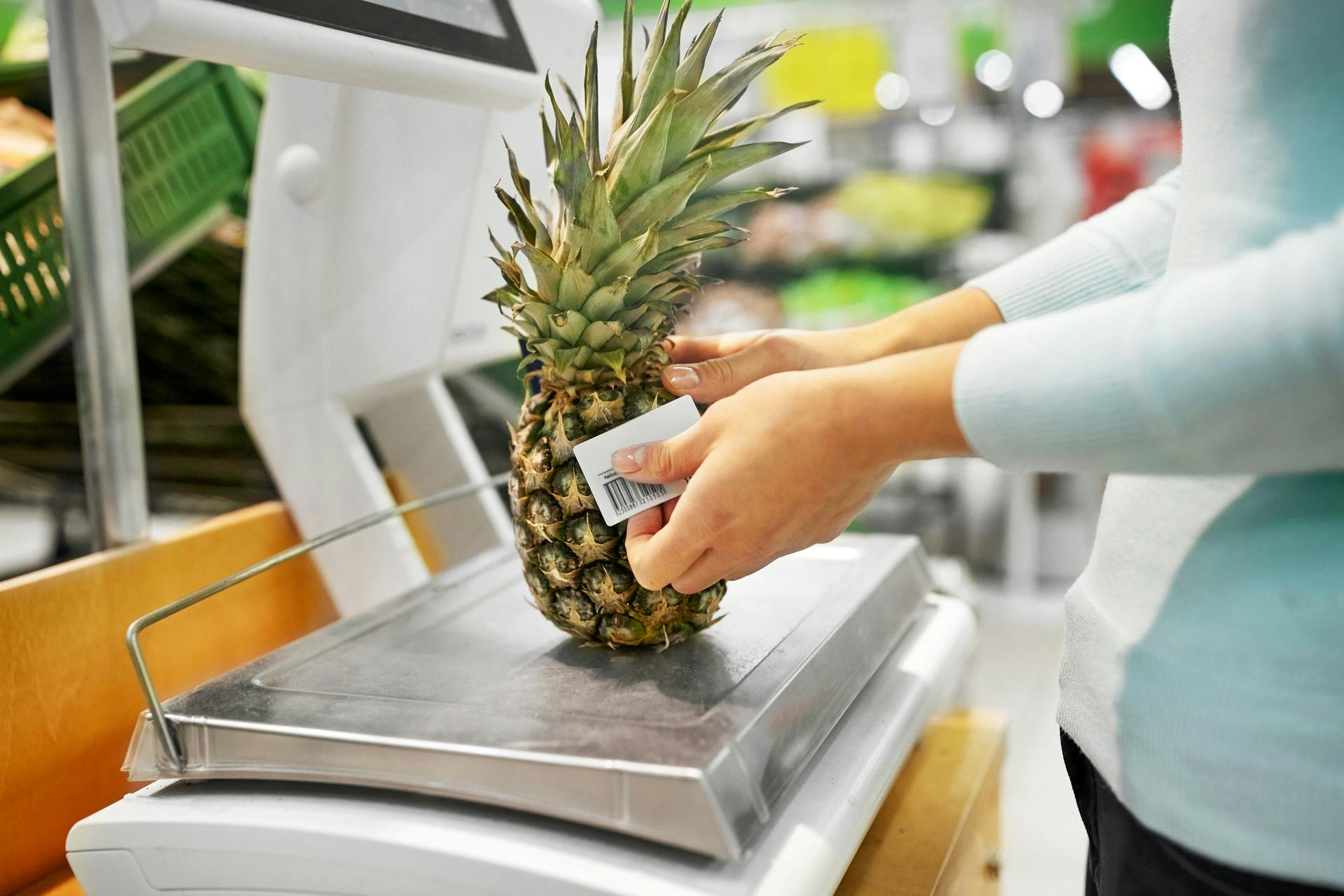 grocery tag on pineapple