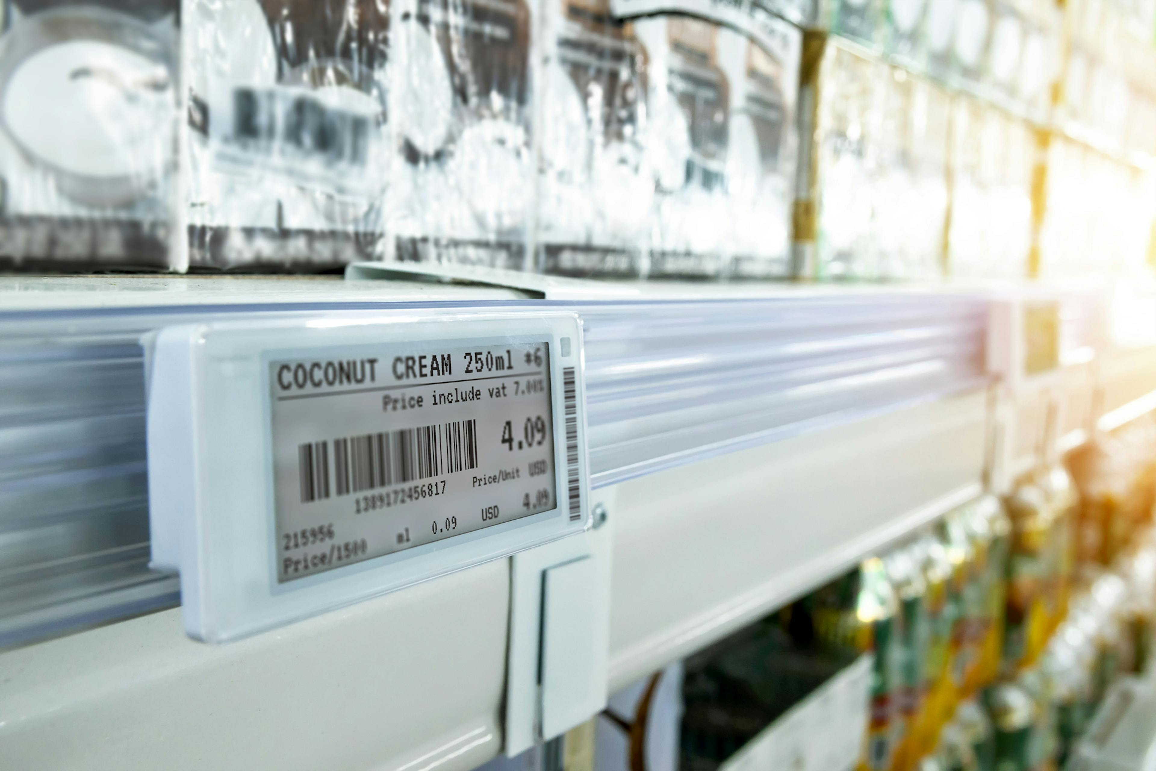 item tag at grocery store