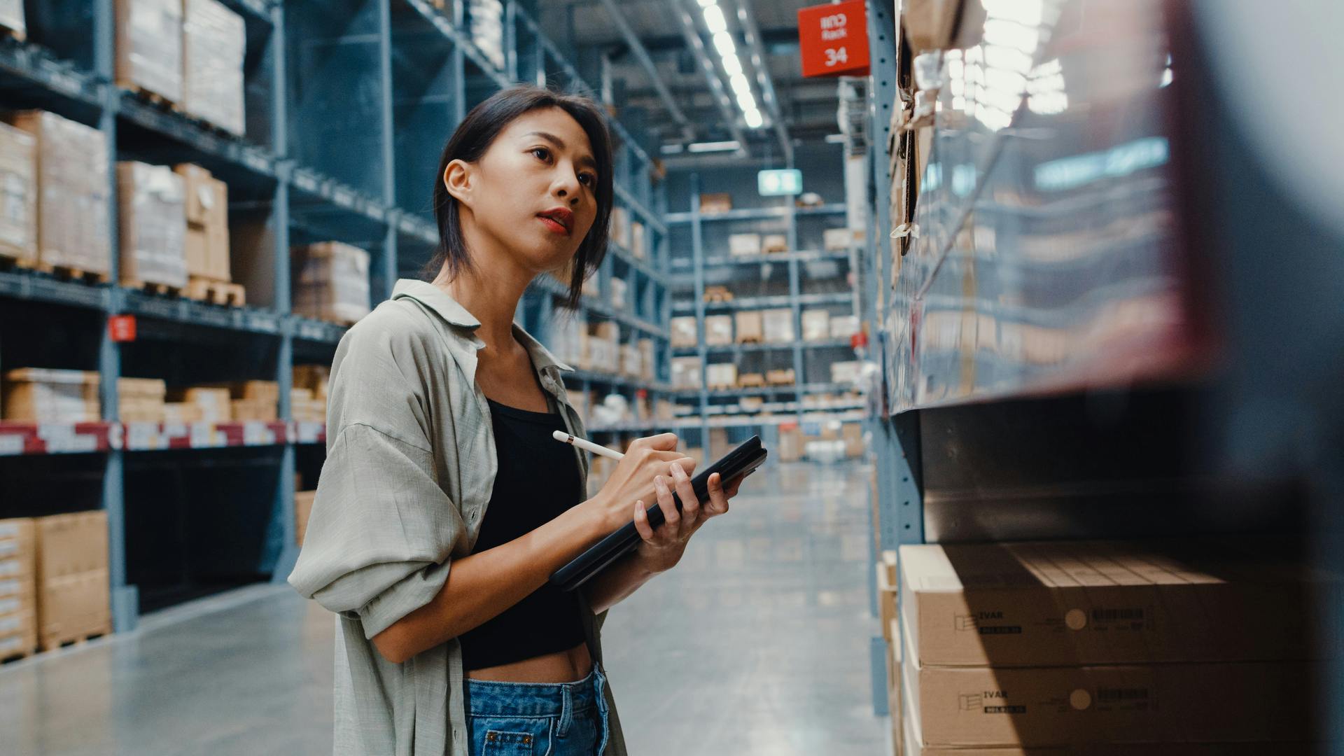 retail employee taking inventory