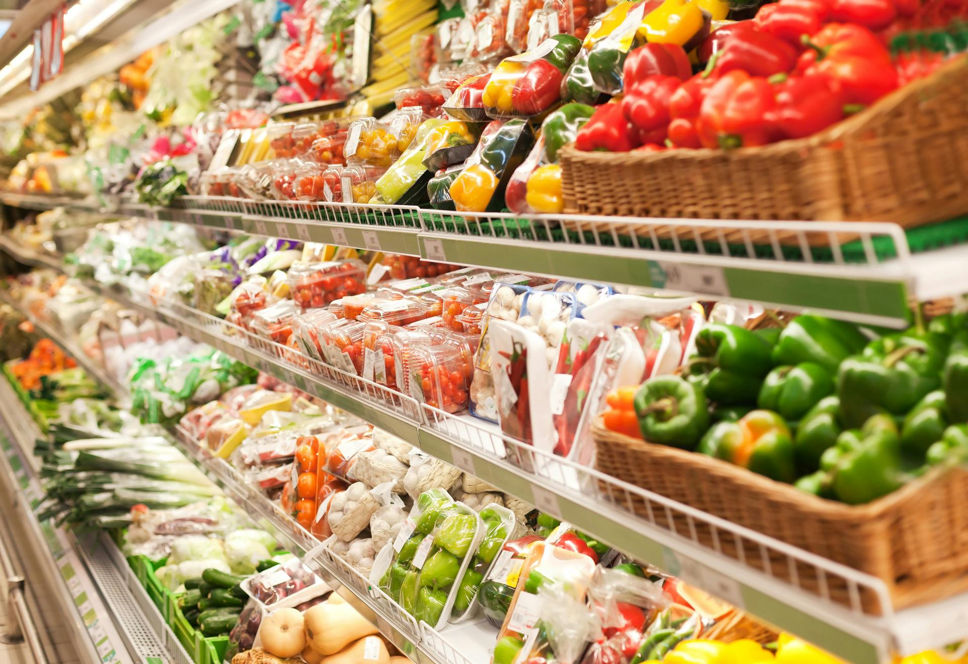 fresh produce in a grocery store