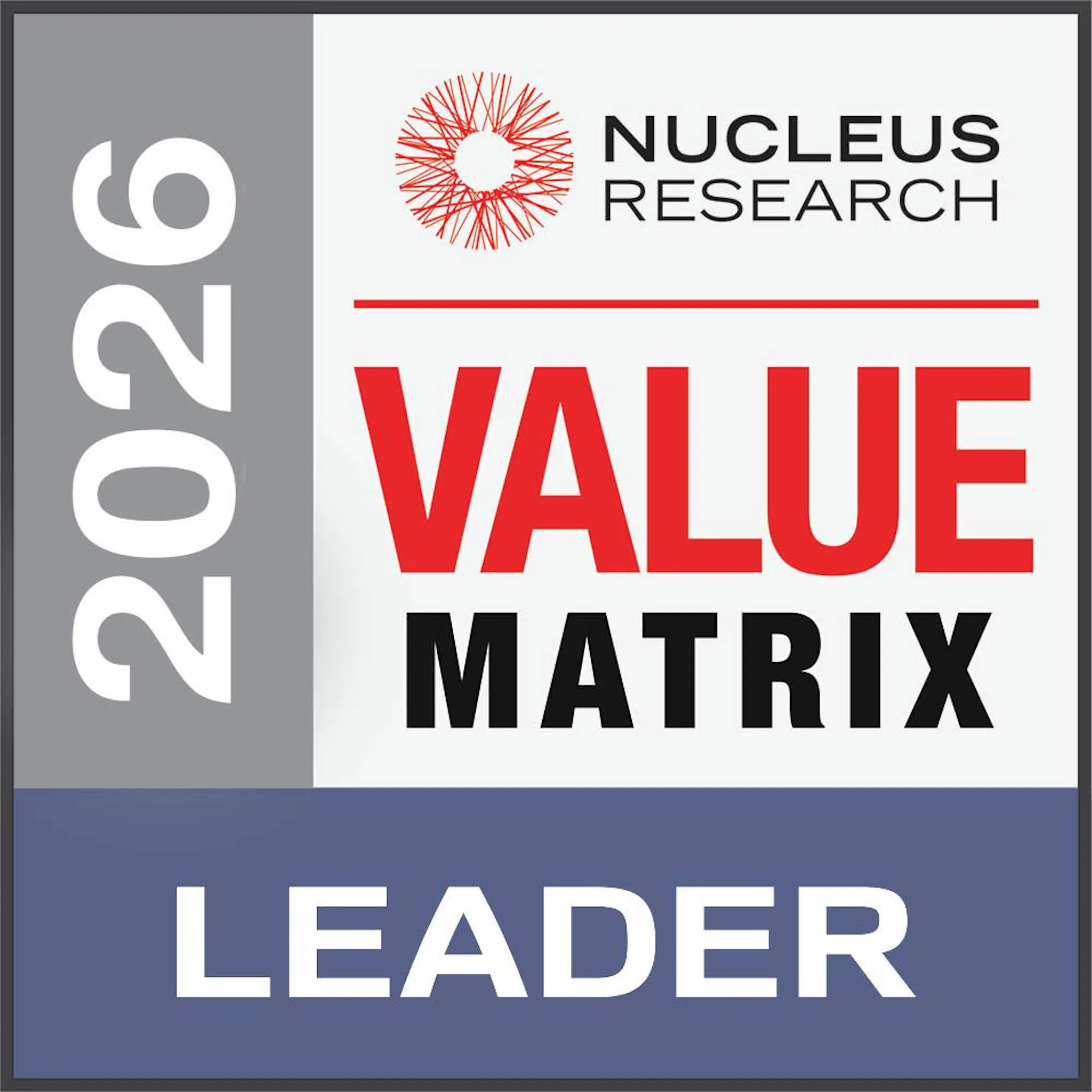 Nucleus Research 2026 LEADER Value Matrix badge