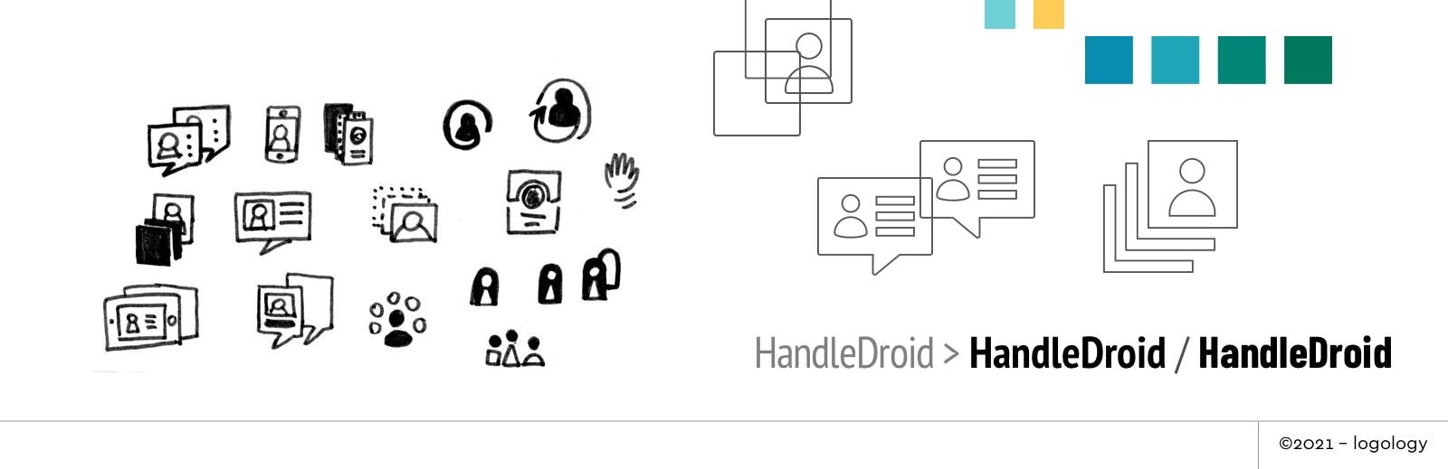 handle droid logo design sketches