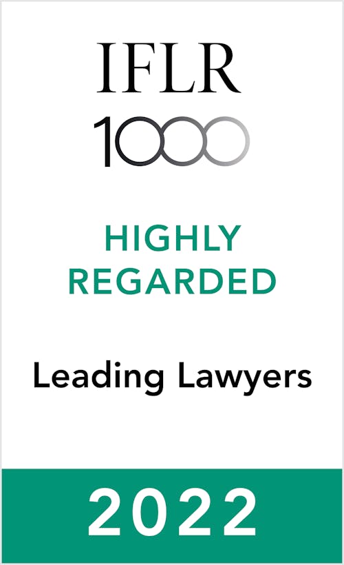 IFLR1000 Highly Regarded Leading Lawyers 2022