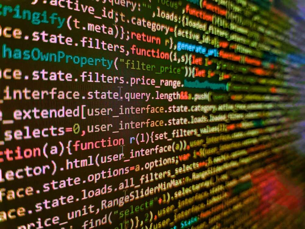 Skjár með forritunarkóðum