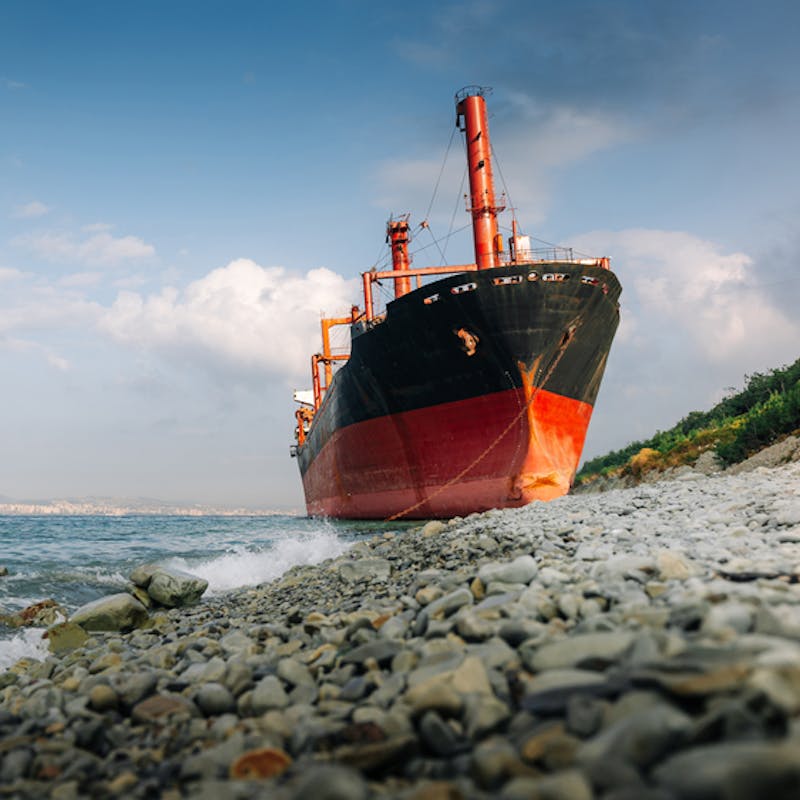 Cargo ship, stranded