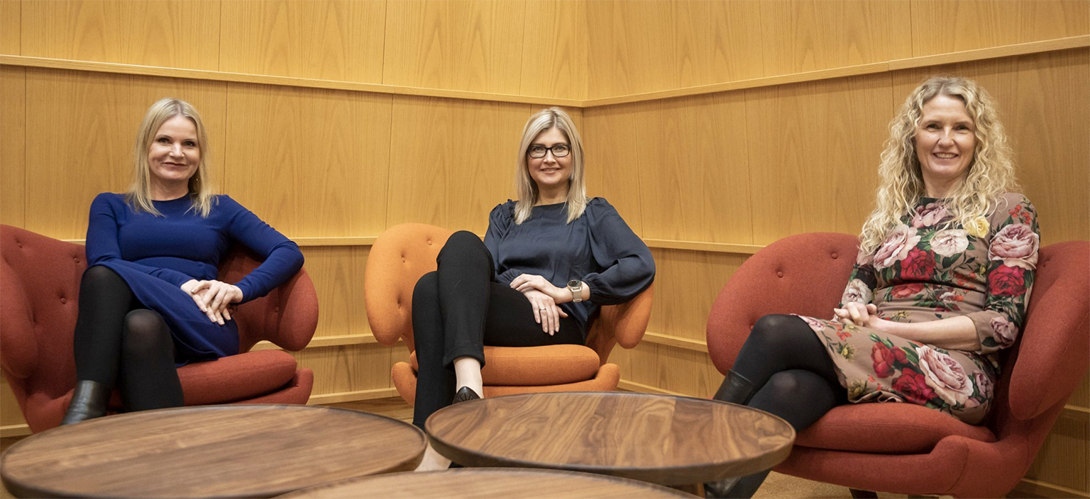 A photo of Hjördís Halldórsdóttir, Guðbjörg Helga Hjartardóttir and Helga Melkorka Óttartsdóttir, partners at LOGOS