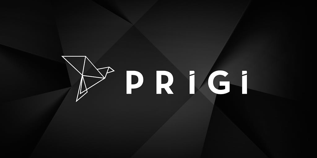 Prigi's logo on a dark pattern photo