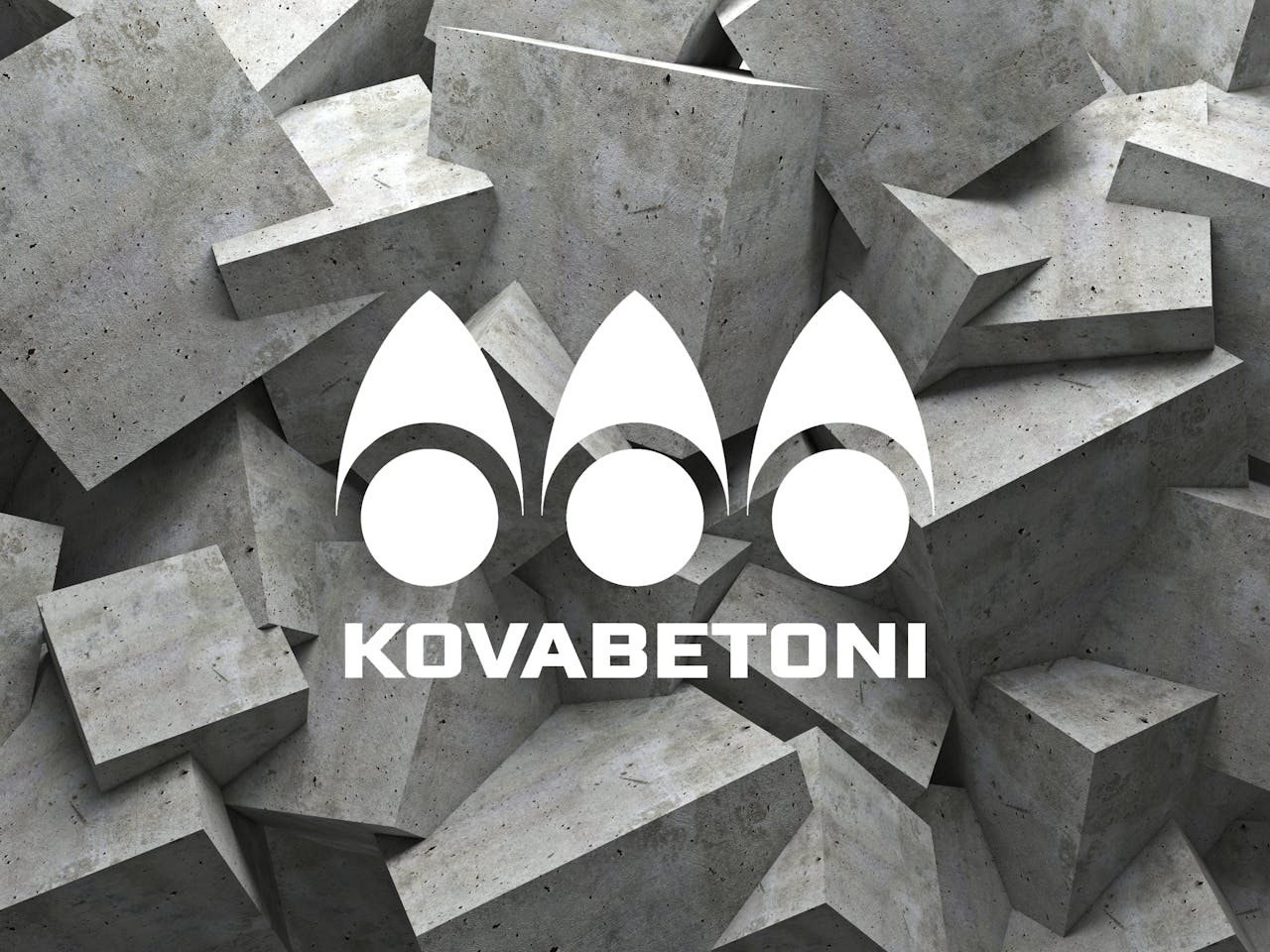 Kovabetoni's logo in front of a picture of a concrete wall