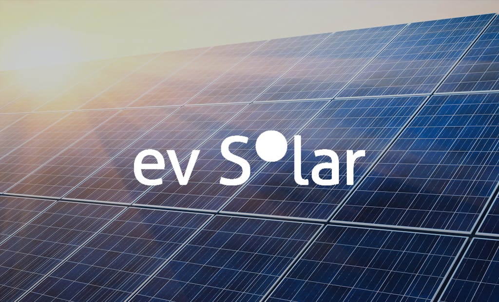 Ev Solar logo in front of sun panels