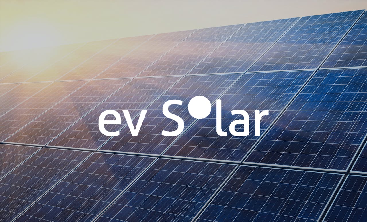 Ev Solar logo in front of sun panels