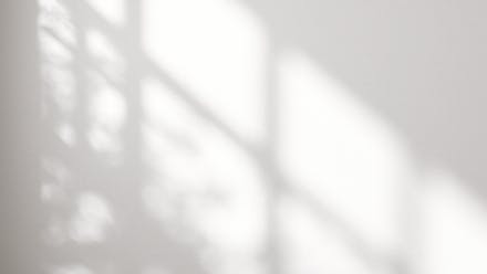 Blank clean white wallpaper wall, brown gold geometric maze pattern in beautiful sunlight from window, leaf shadow for luxury, modern interior design decoration, fashion, beauty, product background 3D