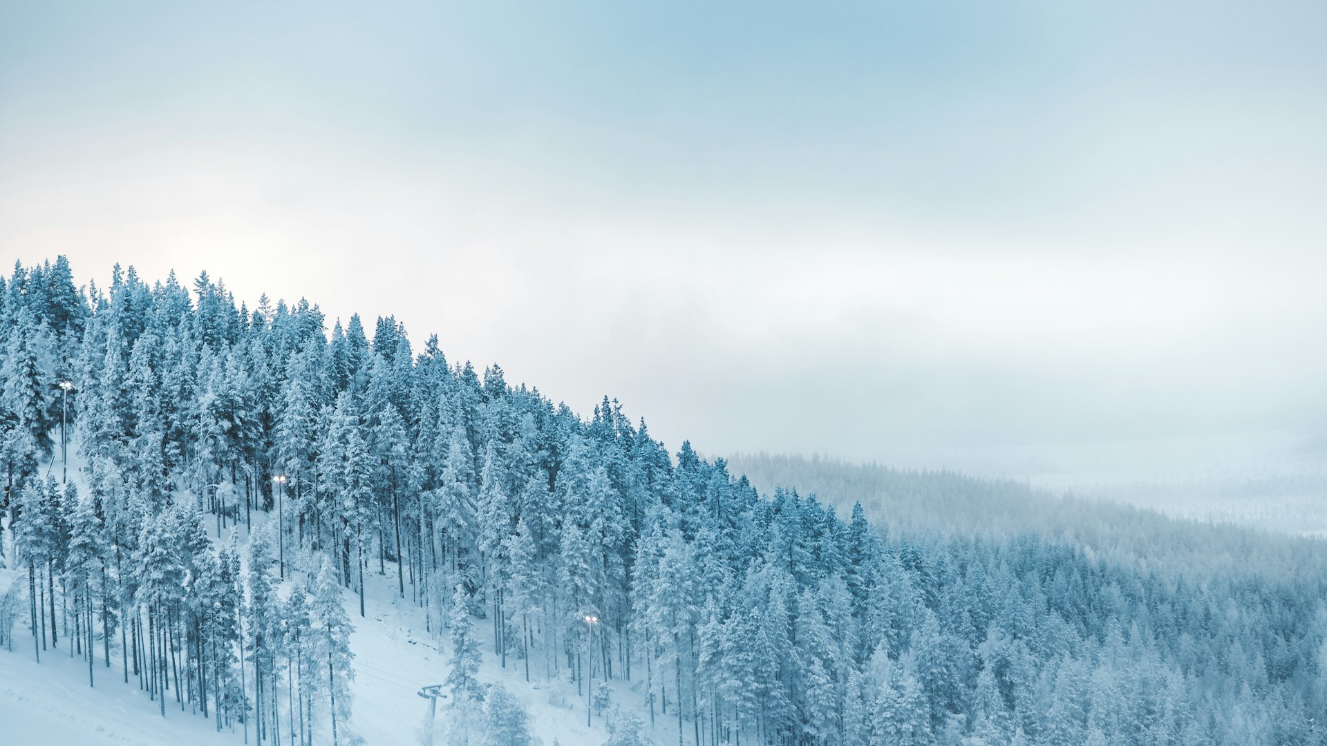 Snowy mountains in Lapland, Finland