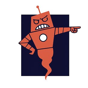 Lokion Robot pointing and being a jerk