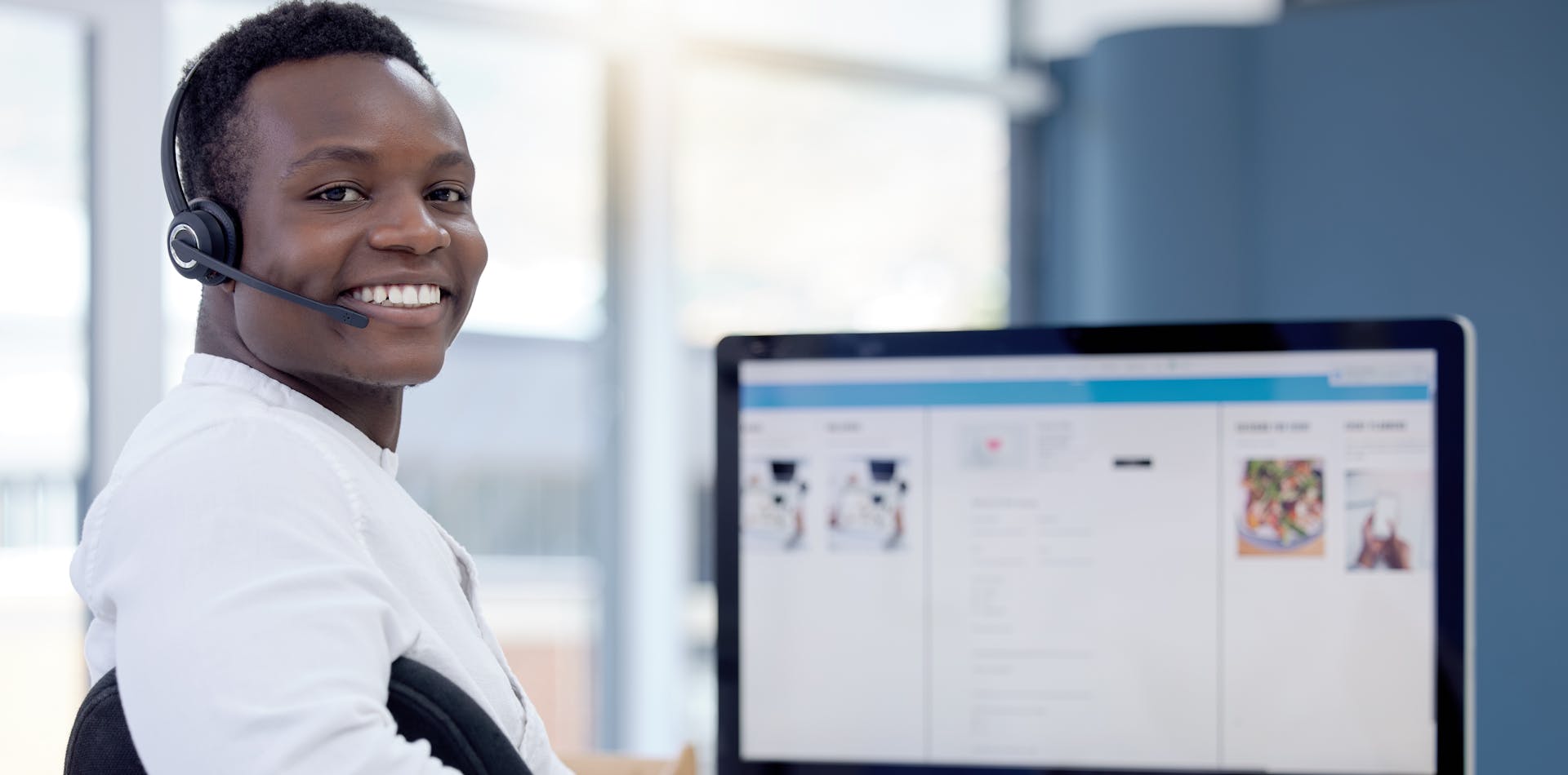 Salesperson using new software after successful platform selection project
