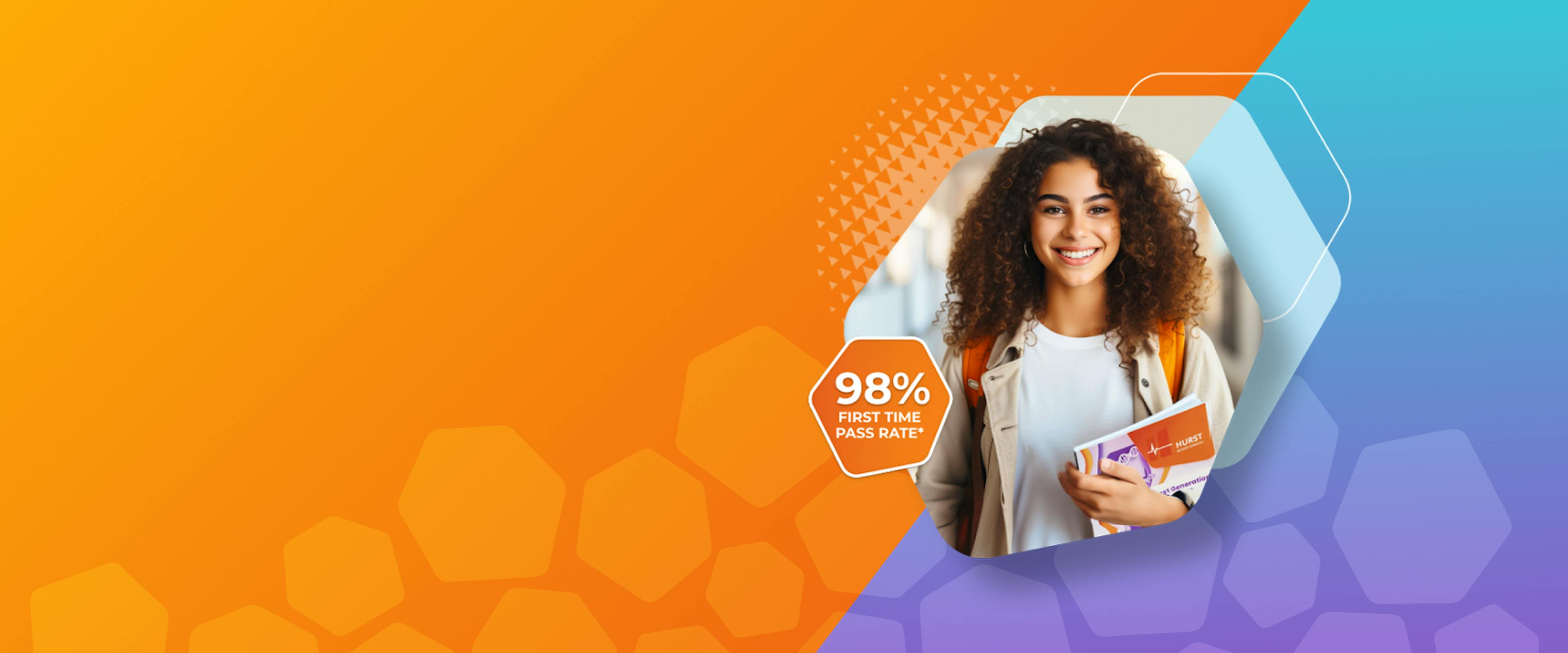 Hurst Review Student on Orange Background