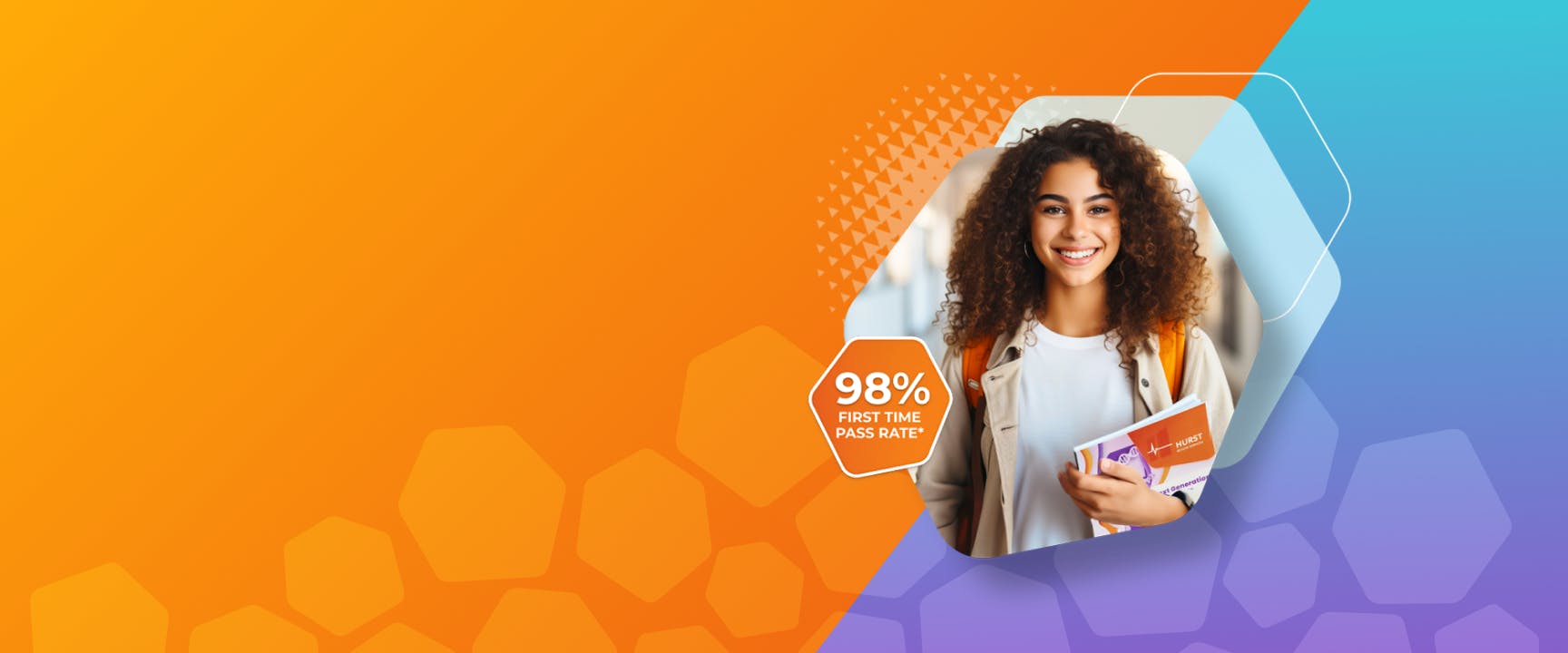 Hurst Review Student on Orange Background