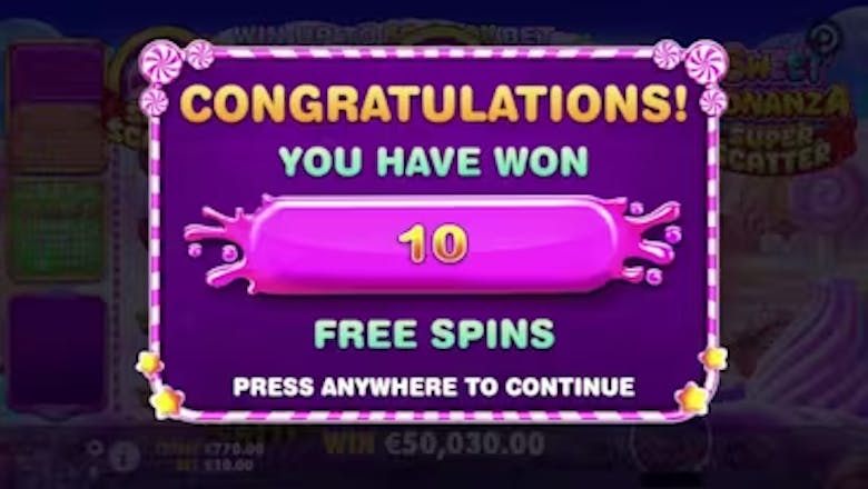 Sweet Bonanza Super Scatter Free Spins