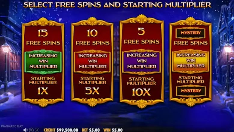 Christmas Carol Free Spins options