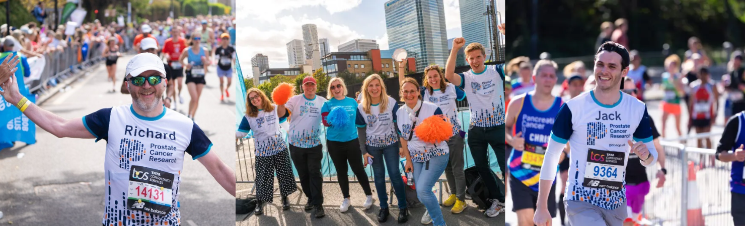 Prostate Cancer Research charity runners taking part in London Marathon.