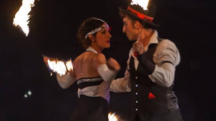 Fire show with firedance and firepoi.