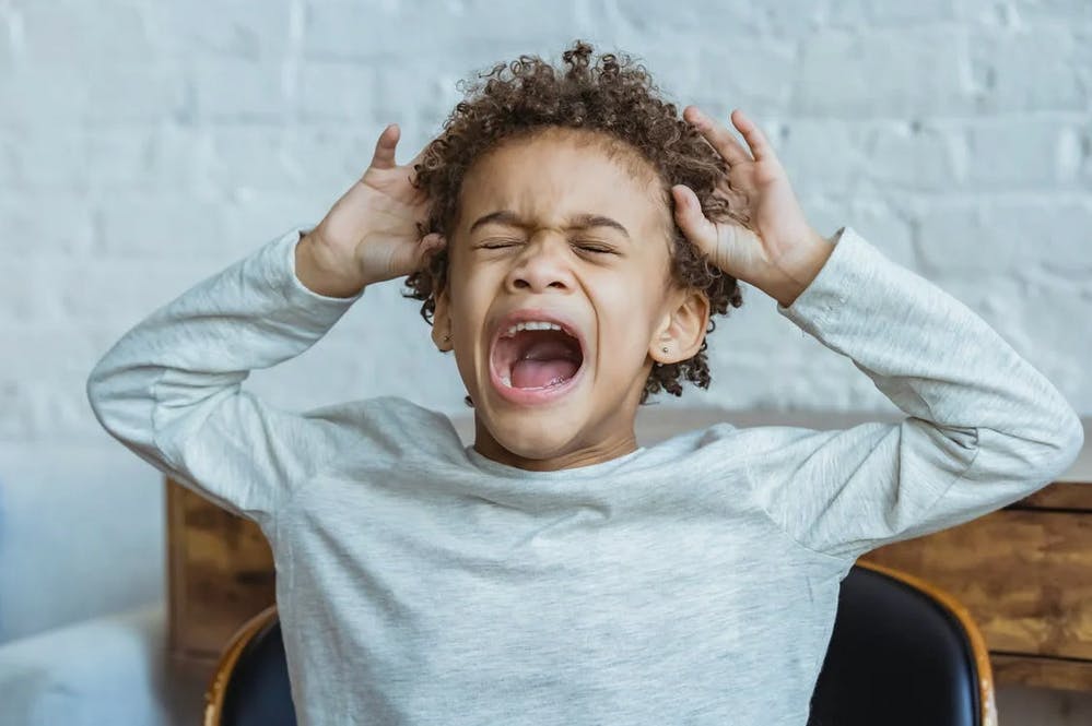 a toddler having a tantum and yelling